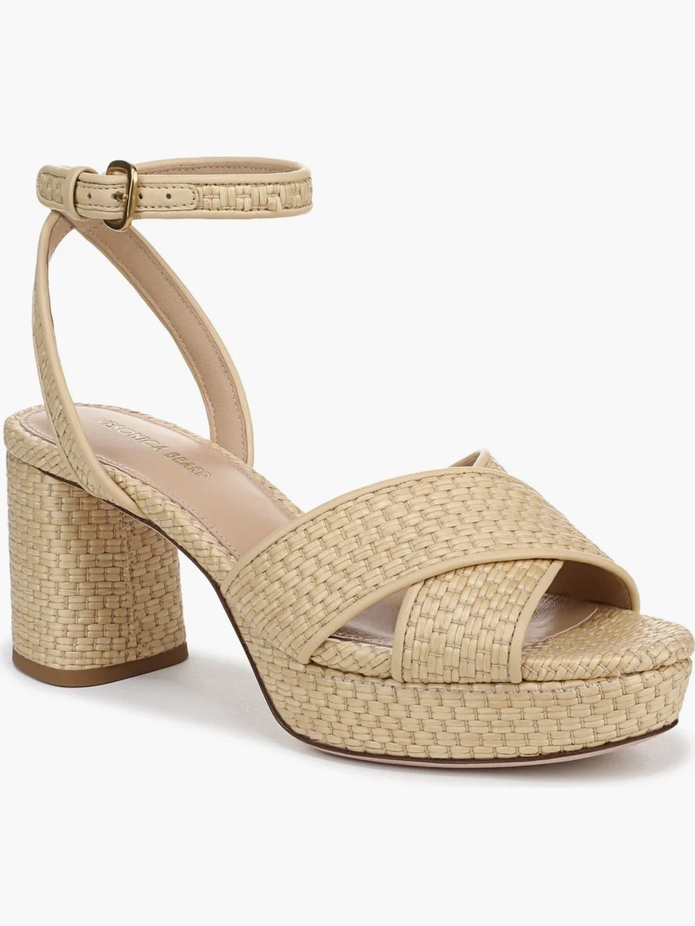 Veronica Beard Beige Woven Platform Danika Ankle-Strap Sandals New w/o Box